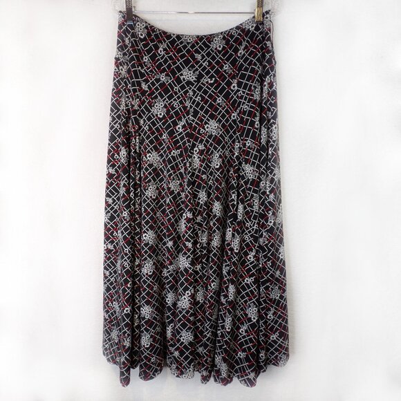 Vintage Lapis Black Red and White long skirt Size large - Picture 2 of 4